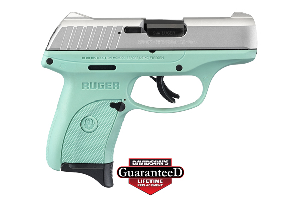 RUGER EC9s 9MM LUGER AS 7-SHOT SILVER SLIDE TURQUOISE FRAME - for sale