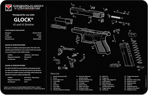 tekmat - Glock 42/43 - TEKMAT GLOCK 42/43 - 11X17IN for sale