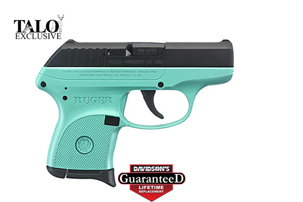 RUGER LCP .380ACP 6-SHOT FS BLUED/SLD TURQUOIS FRM (TALO) - for sale