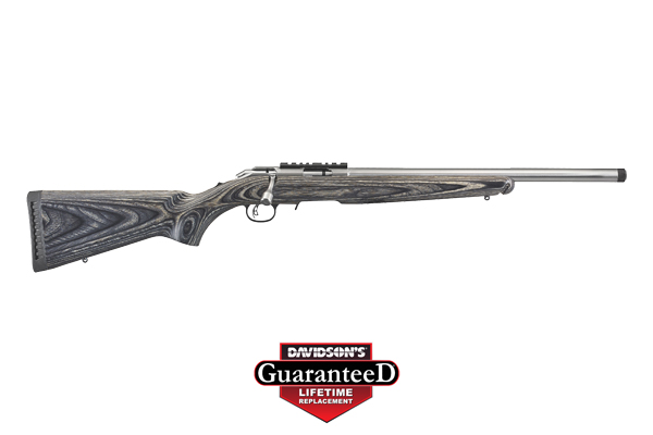 RUGER AMERICAN .22LR TARGET 18" SS THREADED BLACK LAMINATE - for sale