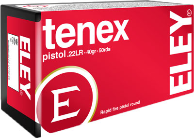 ELEY TENEX PISTOL 22LR 40GR ROUND NOSE 50RD 100BX/CS - for sale