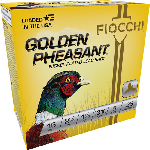 FIOCCHI GLDN PHSNT 16GA 2.75" 1310FPS 1-1/8 #5 25RD 10BX/CS - for sale