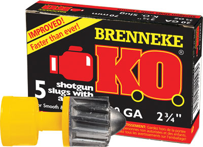 BRENNEKE USA 20GA KO 2.75" 3/4OZ SLUG 5RD 50BX/CS - for sale