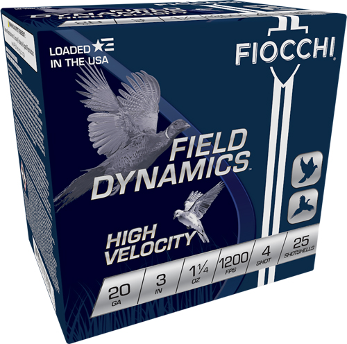 FIOCCHI 20GA 3" 1200FPS #4 1 1/4OZ 25RD 10BX/CS - for sale