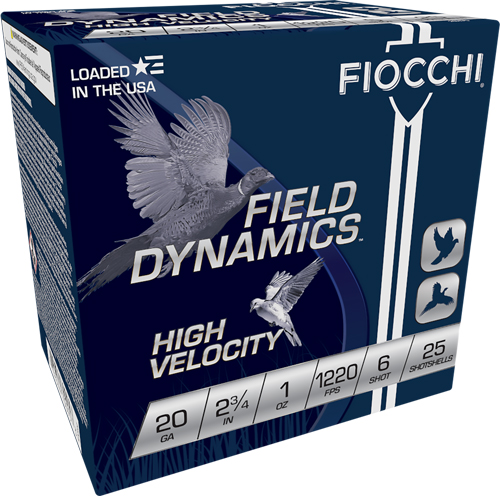 FIOCCHI 20GA 2.75" 1220FPS 1OZ #6 25RD 10BX/CS - for sale