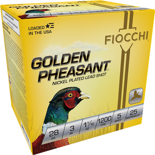 FIOCCHI GLDN PHSANT 28GA 3" #5 1200FPS 1-1/16OZ 25RD 10BX/CS - for sale