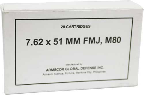 ARMSCOR 7.62X51 M80 147GR FMJ 20RD 10BX/CS - for sale