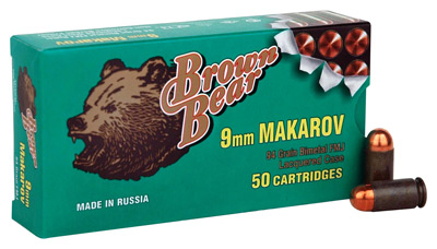 BROWN BEAR 9X18MM MAKAROV 94GR. FMJ-RN 50-PACK - for sale