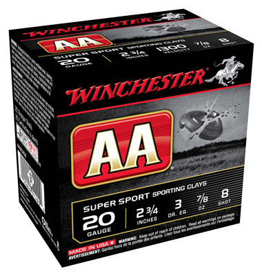 WINCHESTER AA 20GA 7/8OZ #8 1300FPS 250RD CASE LOT - for sale
