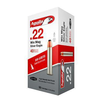 AGUILA 22WMR 40GR JSP 1875FPS 50RD 20BX/CS - for sale