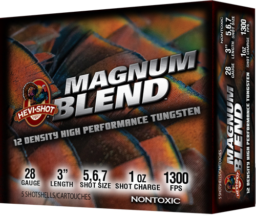 HEVI-SHOT MAGNUM BLEND 28GA 3" 1OZ #5,6,7 5RD 10BX/CS - for sale