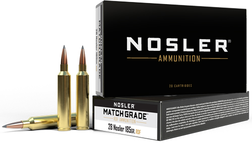 NOSLER MATCH GRADE 28 NOSLER 185GR RDF HPBT 20RD 10BX/CS - for sale