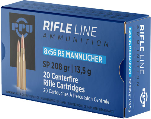 PPU 8X56R MANNLICHER 208GR JSP 20RD 10BX/CS - for sale