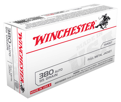 WINCHESTER USA 380 ACP 95GR FMJ TC 50RD 10BX/CS - for sale