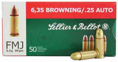 S&B 25 ACP 50GR FMJ-RN 50RD 40BX/CS - for sale