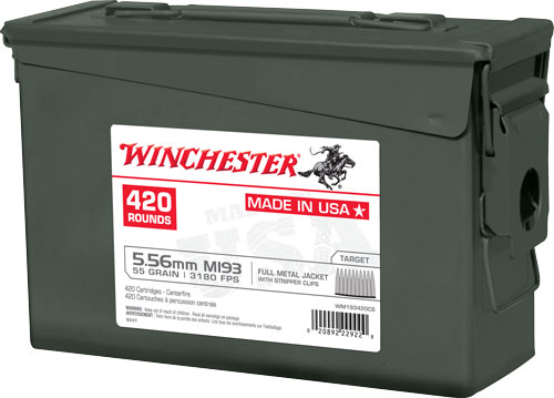 WINCHESTER USA 5.56X45 55GR FMJ STRIPPER CL 420RD AMMO CAN - for sale