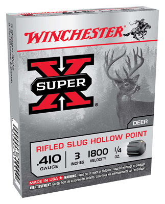 WINCHESTER SUPER-X SLG 410 3" 1800FPS 1/4OZ RFLD 5RD 50BX/CS - for sale