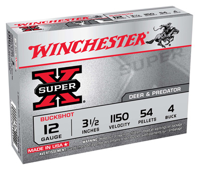 WINCHESTER SUPER-X 12GA 3.5" #4 BUCK 54 PELLETS 5RD 50BX/CS - for sale