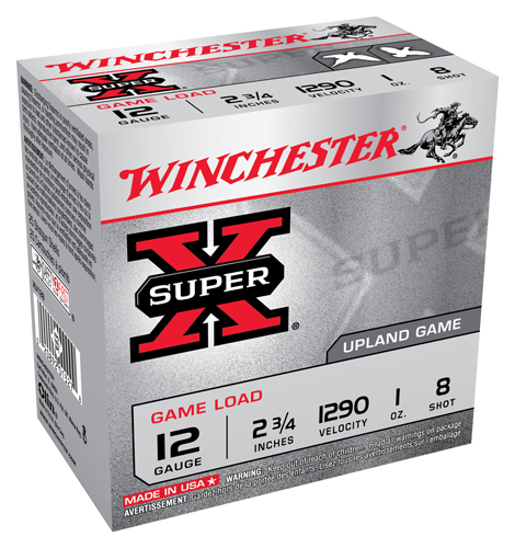 WINCHESTER SUPER-X 12GA 2.75" 1290FPS 1OZ #8 250RD CASE LOT - for sale