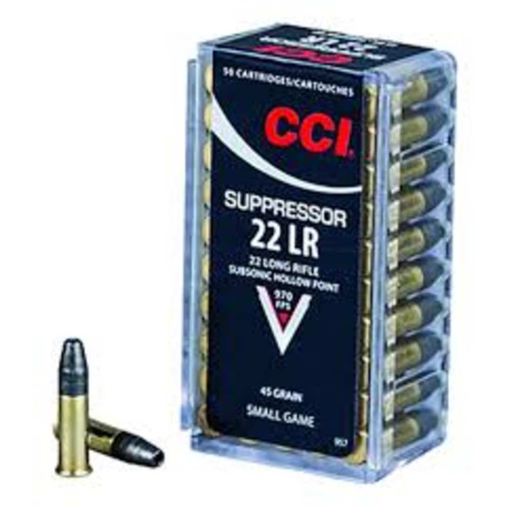 CCI SUPPRESSOR 22LR 45GR HP 970FPS 50RD 100BX/CS - for sale