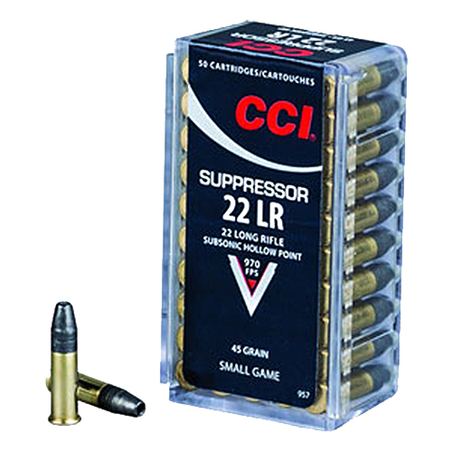 CCI SUPPRESSOR 22LR 970FPS 45GR HP 50RD 100BX/CS - for sale