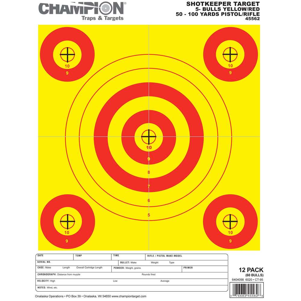 champion - Shotkeeper - SHOTKEEPER 5 BULLS BRT YELL/RED SM 12 PK for sale