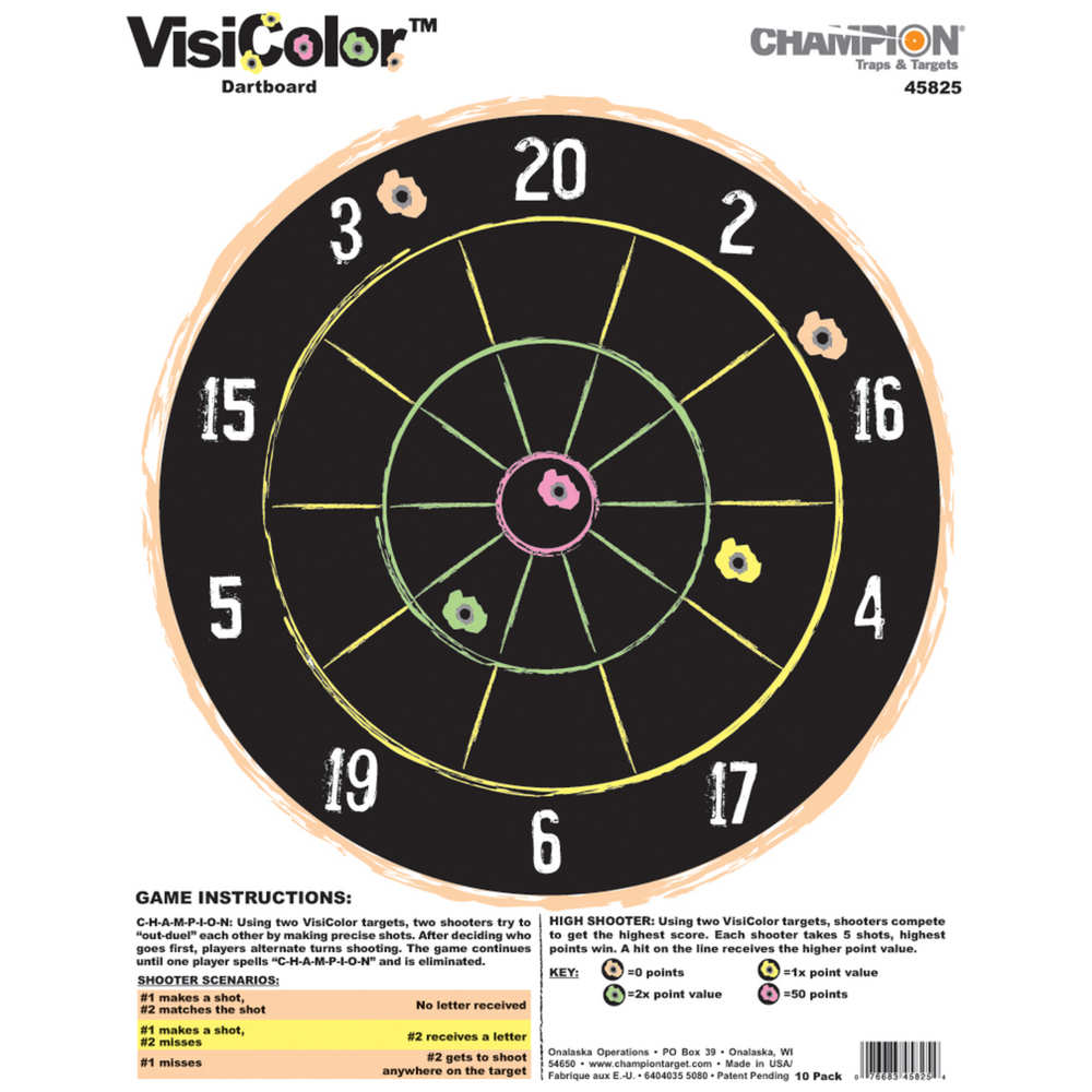 champion - VisiColor - VISICOLOR DARTBOARD TARGET 10PK for sale