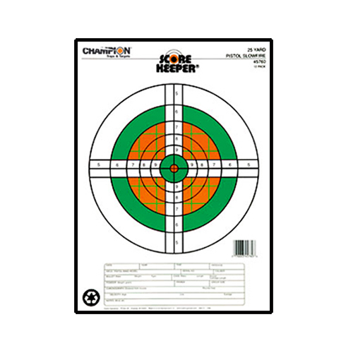 champion - Flourescent Orange/Green Bullseye - SK 25YD PSTL SF ORG/GRN BULL TGT 12PK for sale