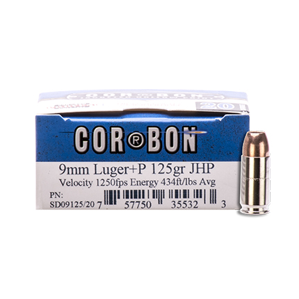 CORBON 9MM LUGER +P 125GR JHP 20RD 25BX/CS - for sale