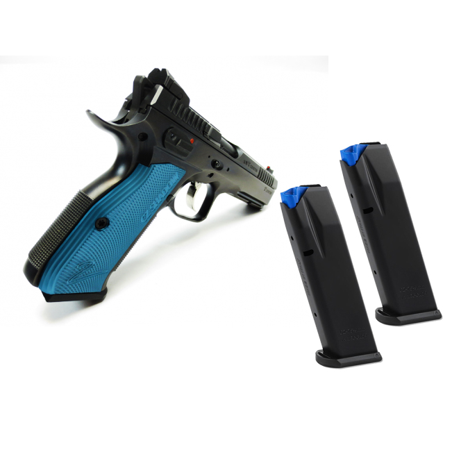CZ SHADOW 2 9MM FS 17-SHOT BLACK POLYCOAT BLUE GRIP - for sale