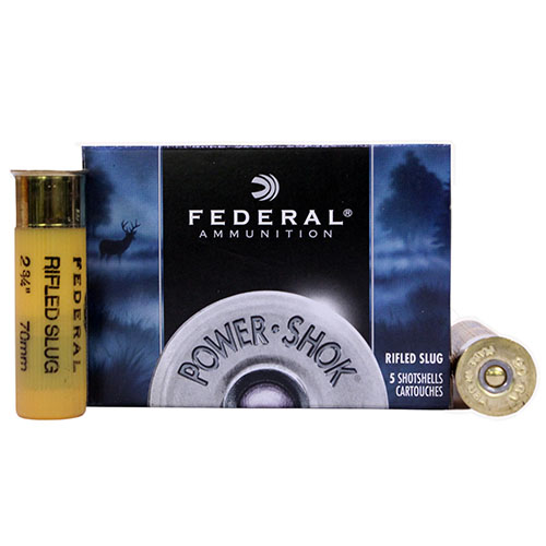 FEDERAL POWER SHOK 20GA 2.75" 4/5OZ RIFLED SLUG 5RD 50BX/CS - for sale