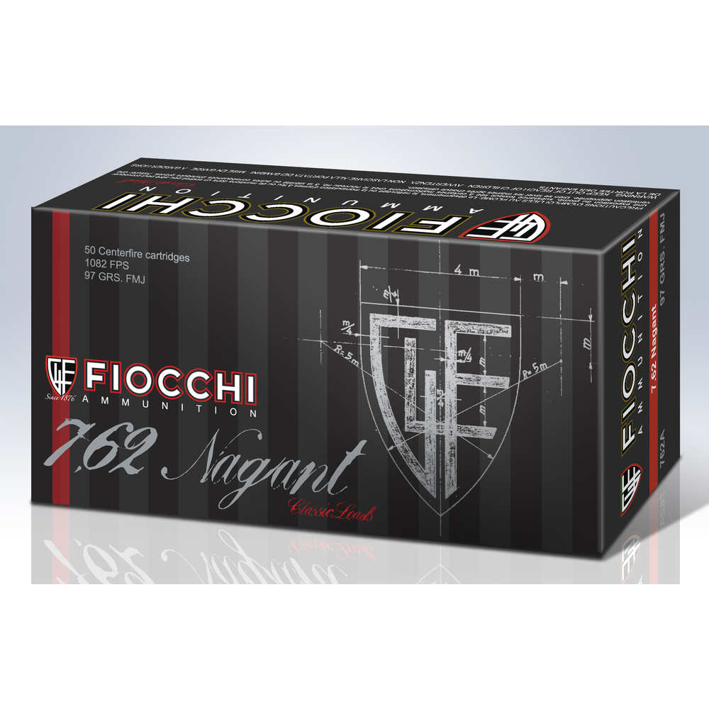FIOCCHI 7.62 NAGANT 98GR FMJ 50RD 20BX/CS - for sale