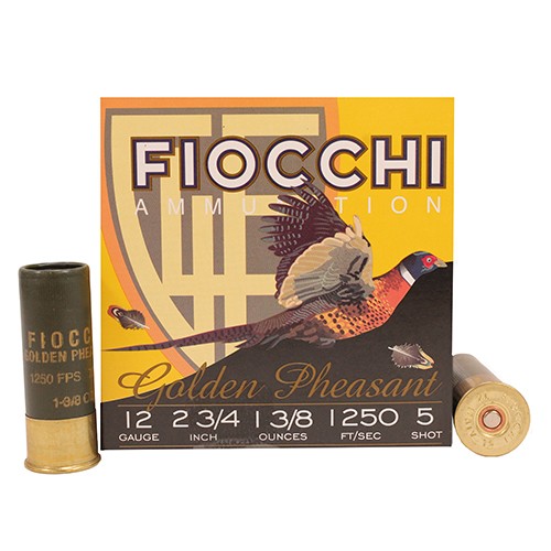 FIOCCHI GLDN PHSNT 12GA 2.75" 1250FPS 1-3/8 #5 25RD 10BX/CS - for sale