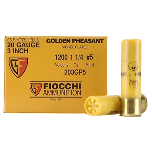 FIOCCHI GLDN PHSANT 20GA 3" #5 1200FPS 1-1/4OZ 25RD 10BX/CS - for sale