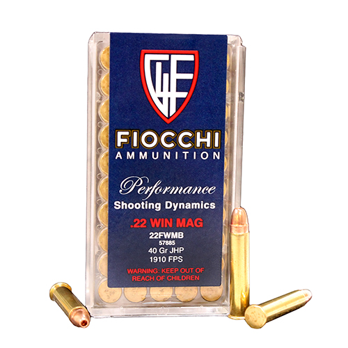 FIOCCHI 22WMR 40GR JHP 1910FPS 50RD 40BX/CS - for sale