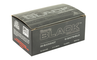 HORNADY 12GA 2.75" BLACK 00BK 8 PELLETS 10RD 10BX/CS - for sale