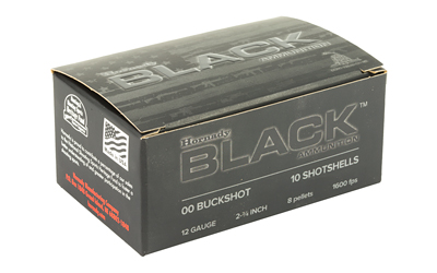 HORNADY BLACK 12GA 2.75" 00 BUCK 8 PELLETS 10RD 10BX/CS - for sale