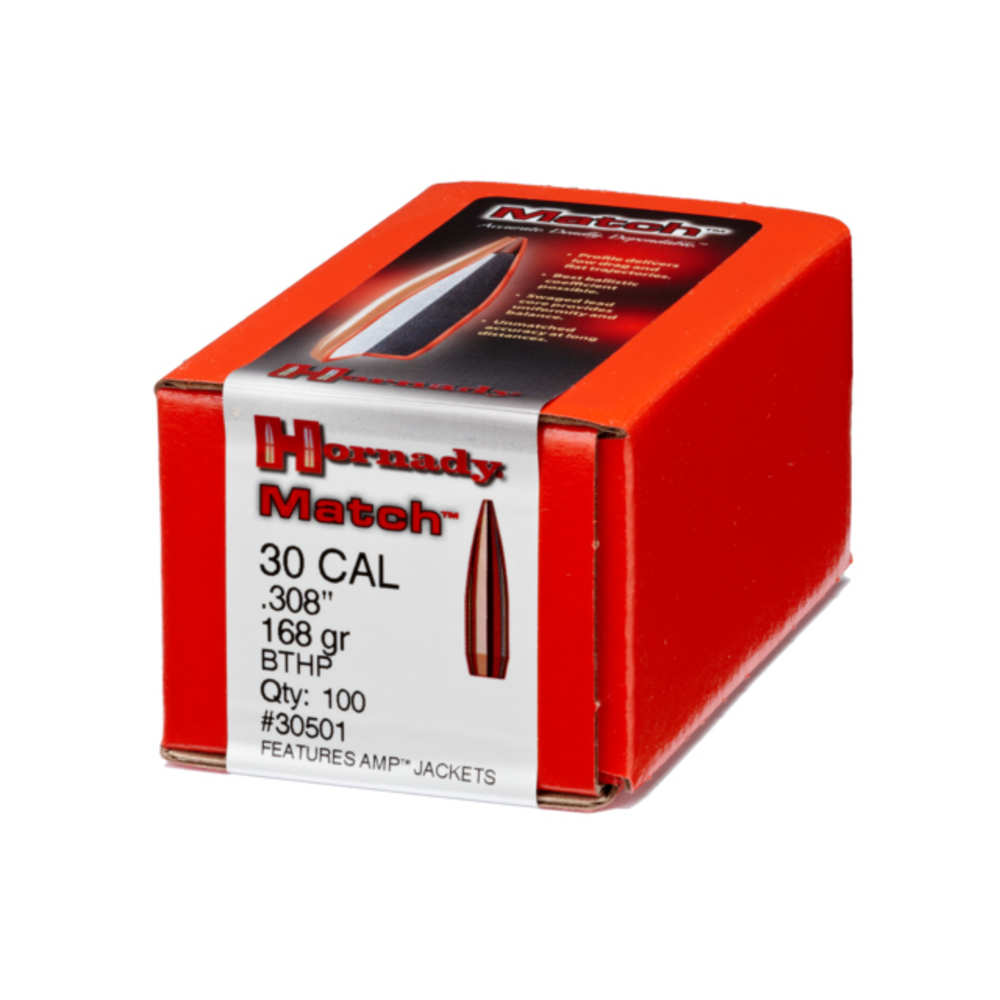 Hornady - Match - 30 Caliber - BULLET 30 CAL 308 168GR BTHP MTCH 100/BX for sale