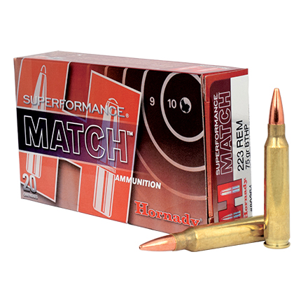 HORNADY MATCH 223 REM 75GR BTHP SPF 20RD 10BX/CS - for sale