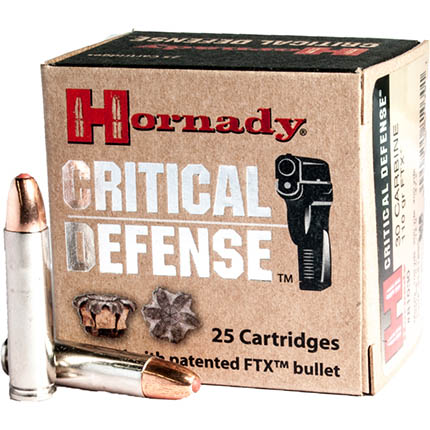 HORNADY CRITICAL DEFENSE .30 CARBINE 110GR FTX 25RD 10BX/CS - for sale