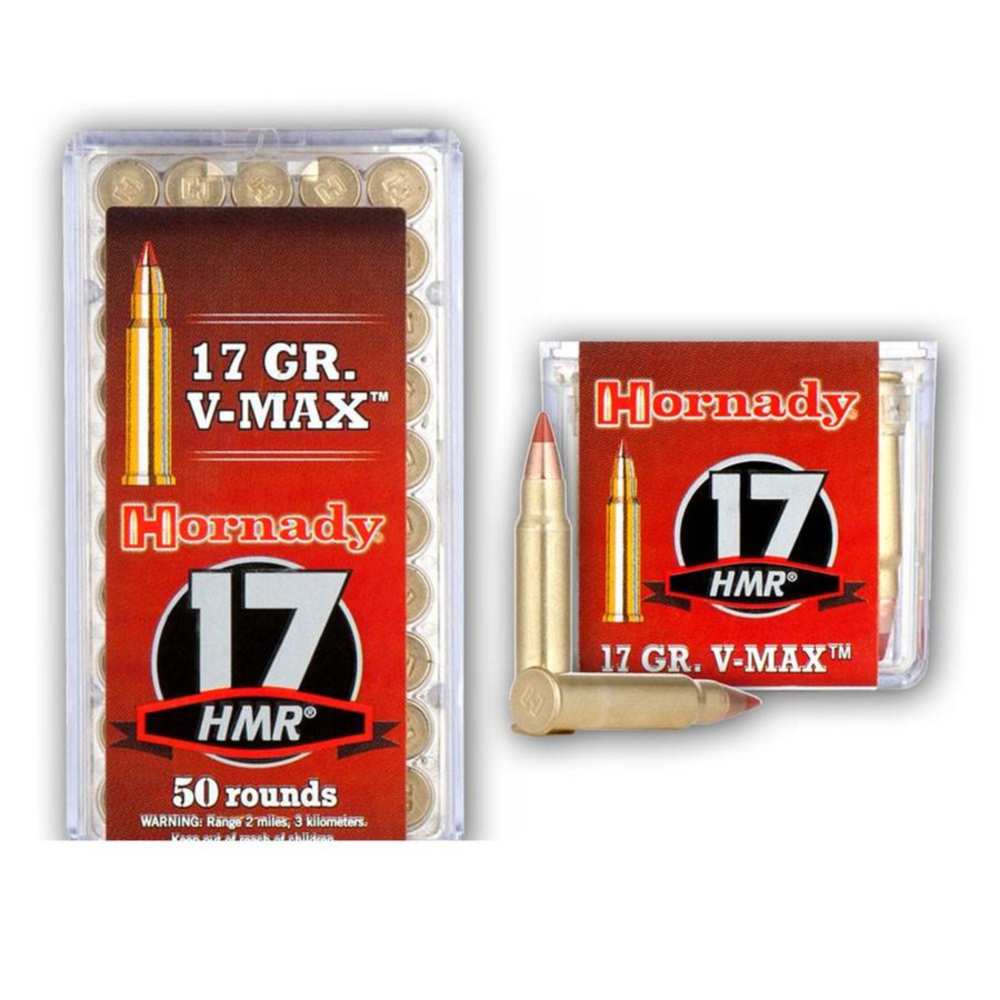 HORNADY 17HMR 17GR V-MAX 2550FPS 50RD 40BX/CS - for sale