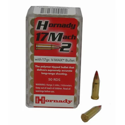 HORNADY 17 MACH2 17GR V-MAX 50RD 100BX/CS - for sale