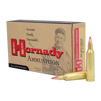 HORNADY VARMINT 22-250 REM 50GR V-MAX 20RD 10BX/CS - for sale