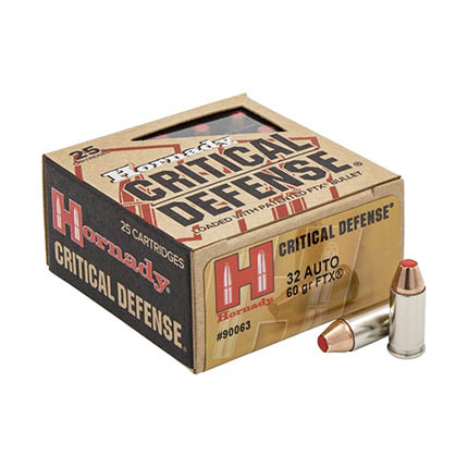 HORNADY CRITICAL DEFENSE 32ACP 90GR FTX 25RD 10BX/CS - for sale