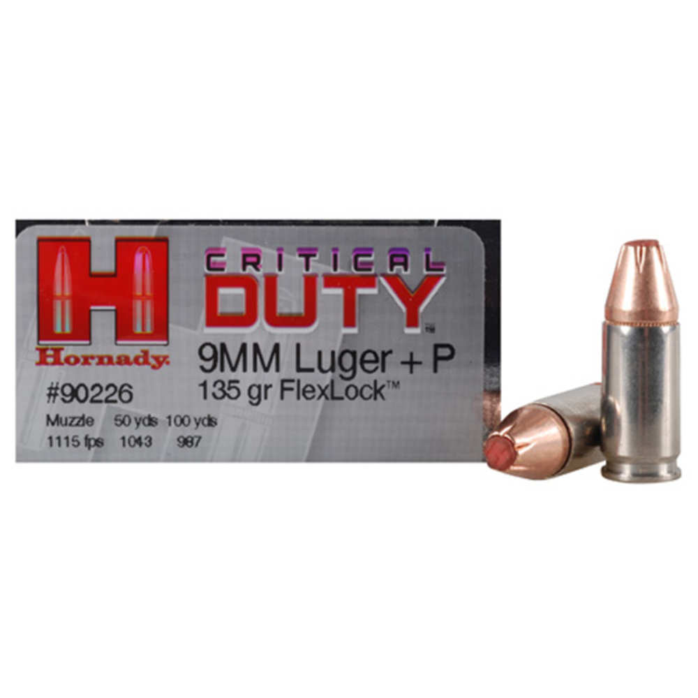 HORNADY CRITICAL DUTY 9MM LUGER +P 135GR 25RD 10BX/CS - for sale
