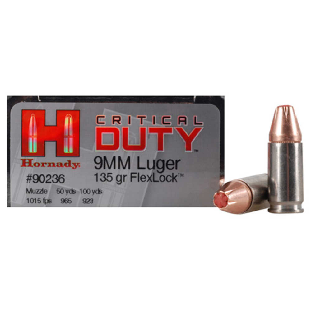 HORNADY CRITICAL DUTY 9MM LUG 135GR FLEXLOCK 25RD 10BX/CS - for sale