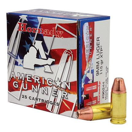 HORNADY AMERICAN GUNNER 9MM LUGER  115GR XTP 25RD 10BX/CS - for sale