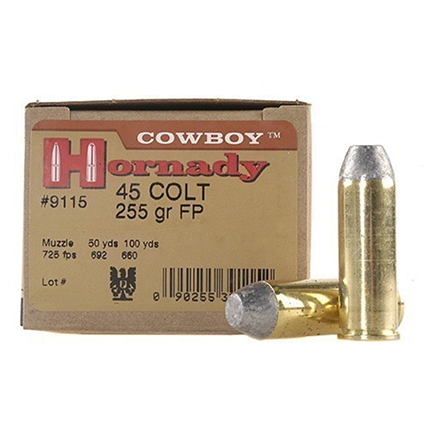 HORNADY COWBOY 45 LC 255GR LEAD-FP 20RD 10BX/CS - for sale