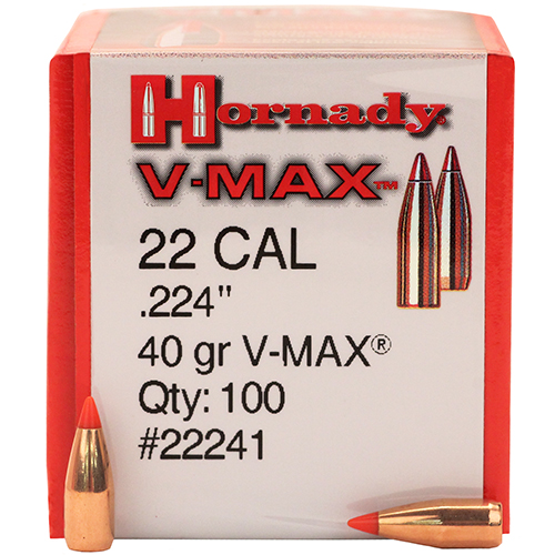 Hornady - V-Max - 22 Caliber - BULLET 22 CAL 224 40GR V-MAX 100/BX for sale