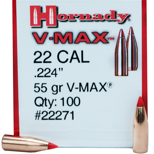Hornady - V-Max - 22 Caliber - BULLET 22 CAL 224 55GR V-MAX 100/BX for sale